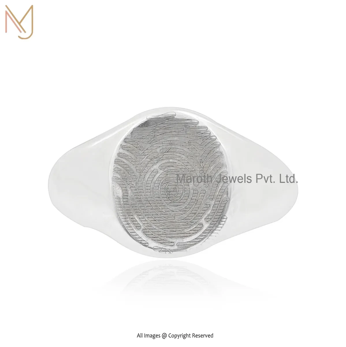 925 Silver Natural Silver Plated Fingerprint Ring Custom Jewelry