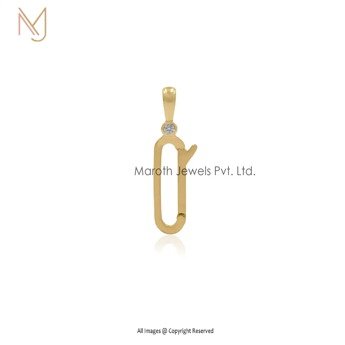 14k Yellow Gold Cz Enhancer Lock Pendant Manufacturer