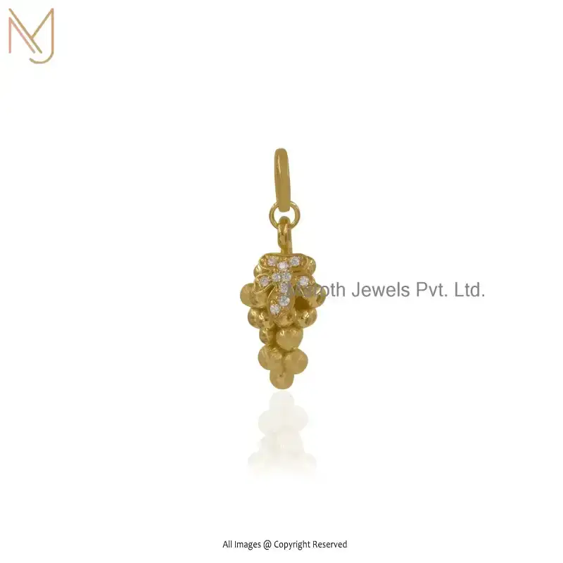 925 Silver Yellow Gold Plated Cubic Zircon Grape Charm Pendant Manufacturer
