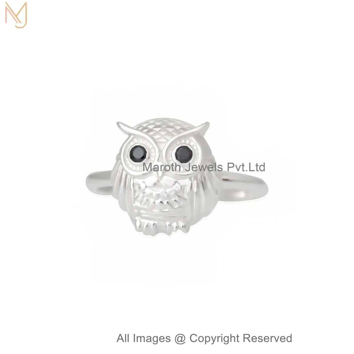 925 Silver Natural Silver Plated Diamond Cubic Zircon Majestic Owl Statement Ring Custom Jewelry