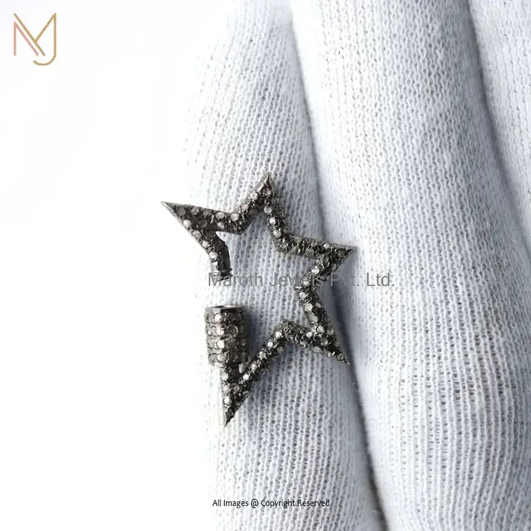 Wholesale 925 Silver Yellow Gold Plated Cubic Zircon Star Carabiner Lock Jewelry