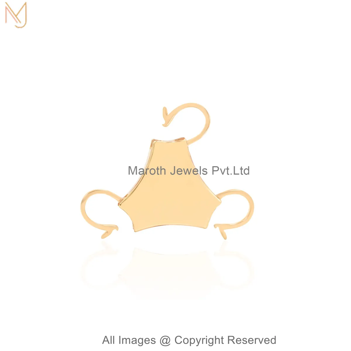 14K Yellow Gold Triangle Three-Loop Charm Holder Jewelry Manufacturer