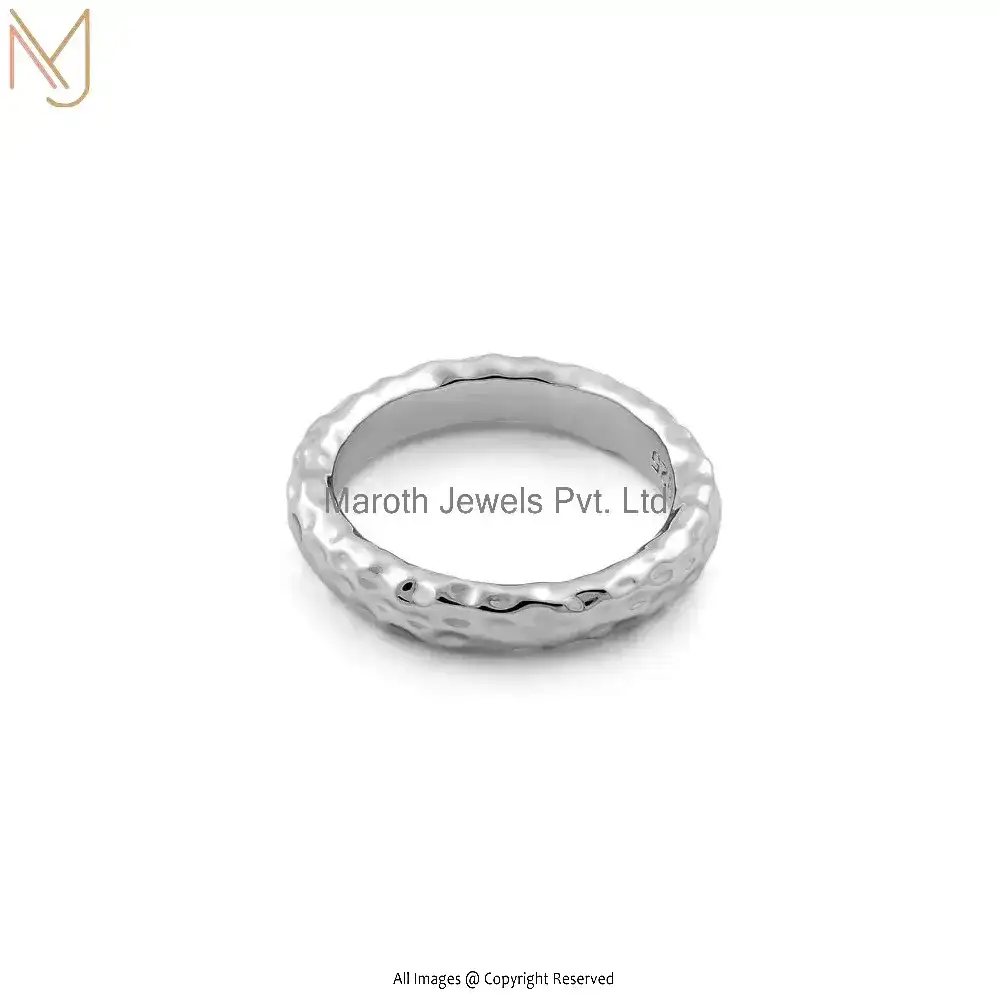 925 Sterling Silver 4mm custumer level Hammered Ring Manufacturer