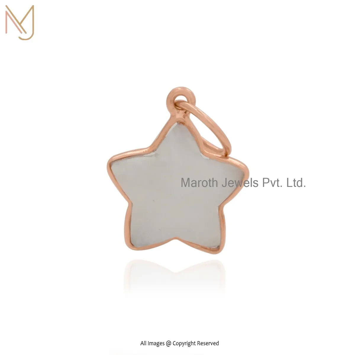 925 Silver Rose Gold Plated Moonstone Star Pendant Jewelry Supplier
