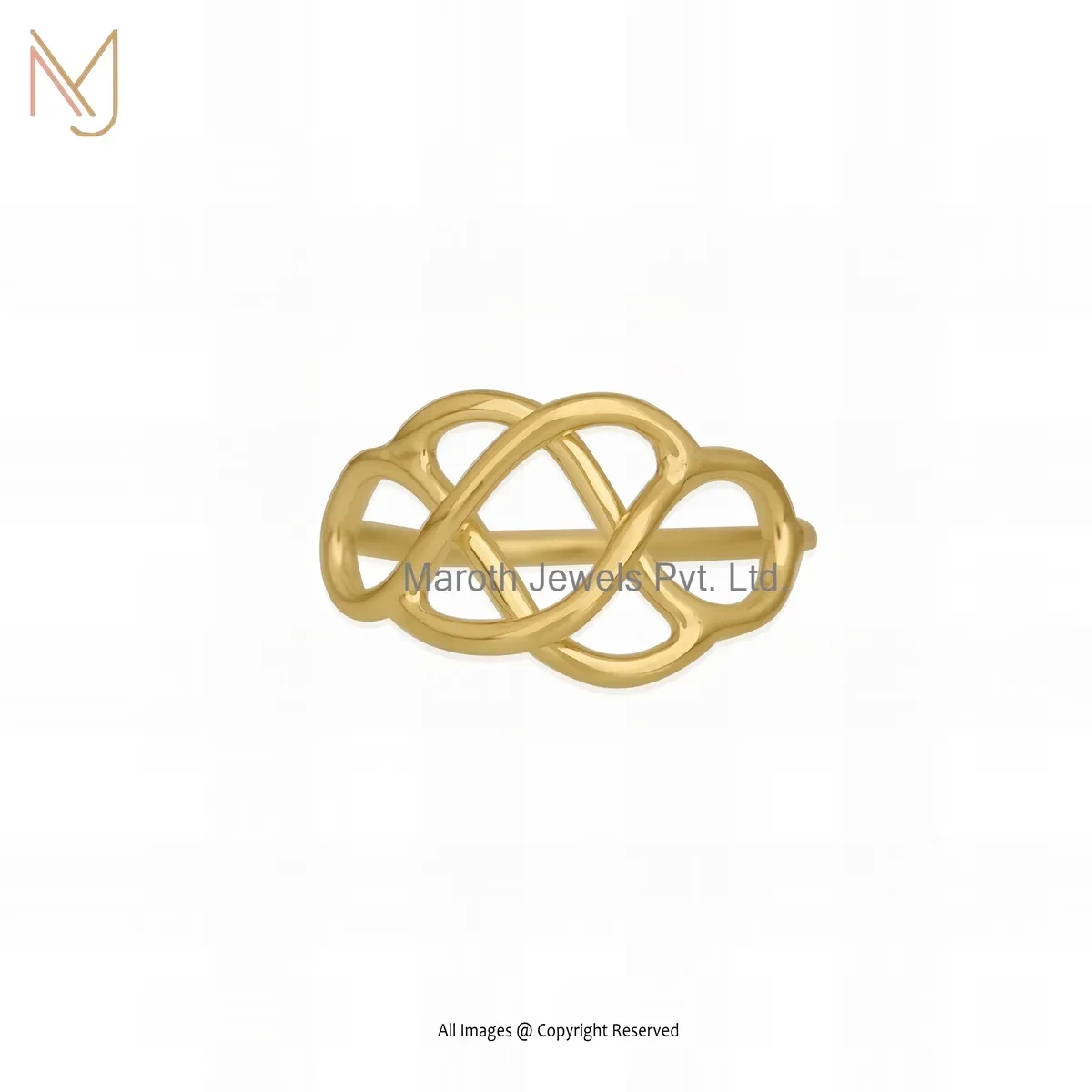 925 Sterling Silver Yellow Gold Plated Infinity Ring Jewelry Supplier