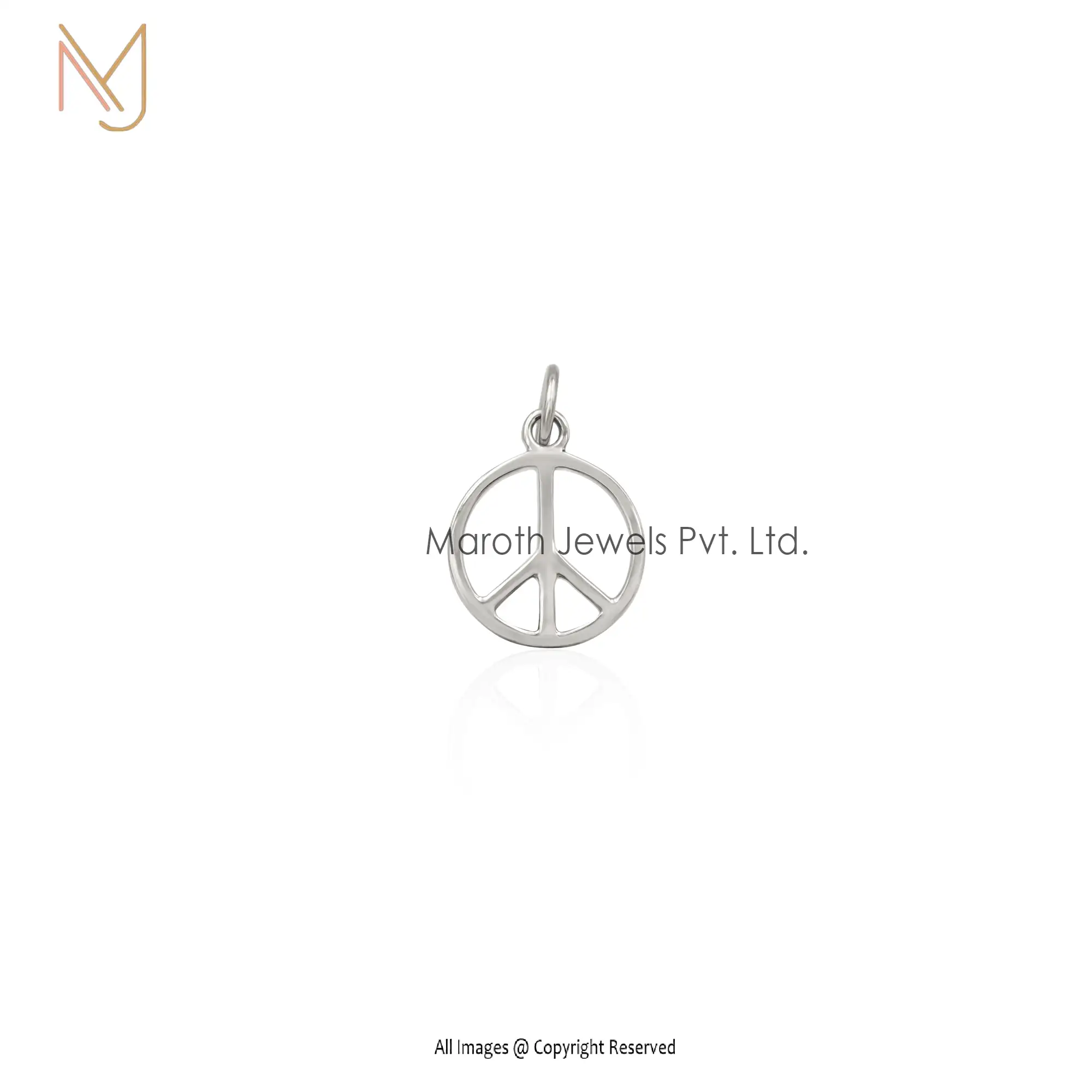 14K White Gold Peace Sign Charms Pendants Jewelry Manufacturer