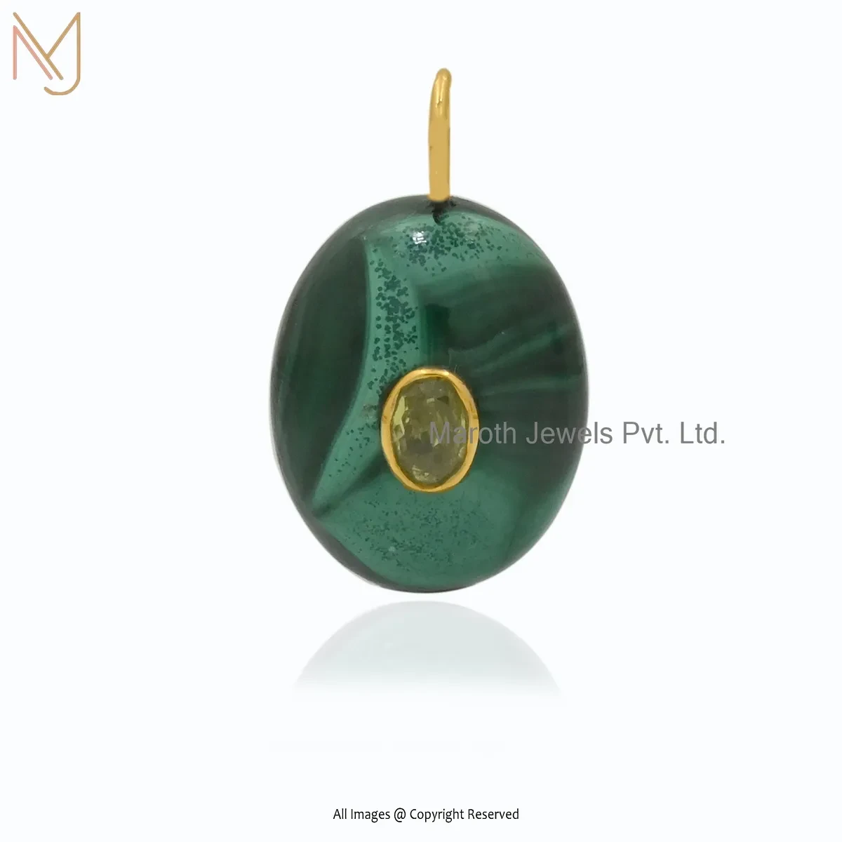925 Silver Yellow Gold Plated Aquamarine & Blue Topaz Oval Gemstone Pendant Jewelry Supplier