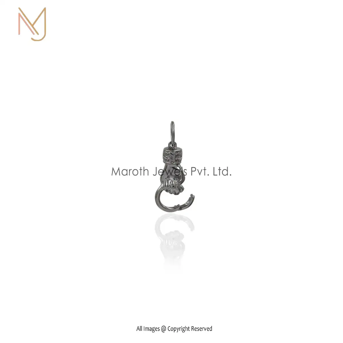 925 Silver Yellow Gold Plated Figa Hand Charm Holder Pendant Jewelry Manufacturer