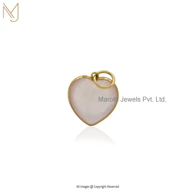 925 Silver Yellow Gold Plated Malachite Gemstone Heart Pendant Manufacturer