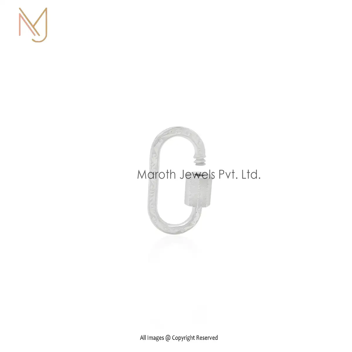 Wholesale 925 Silver Yellow Gold Plated Engraved Carabiner Lock