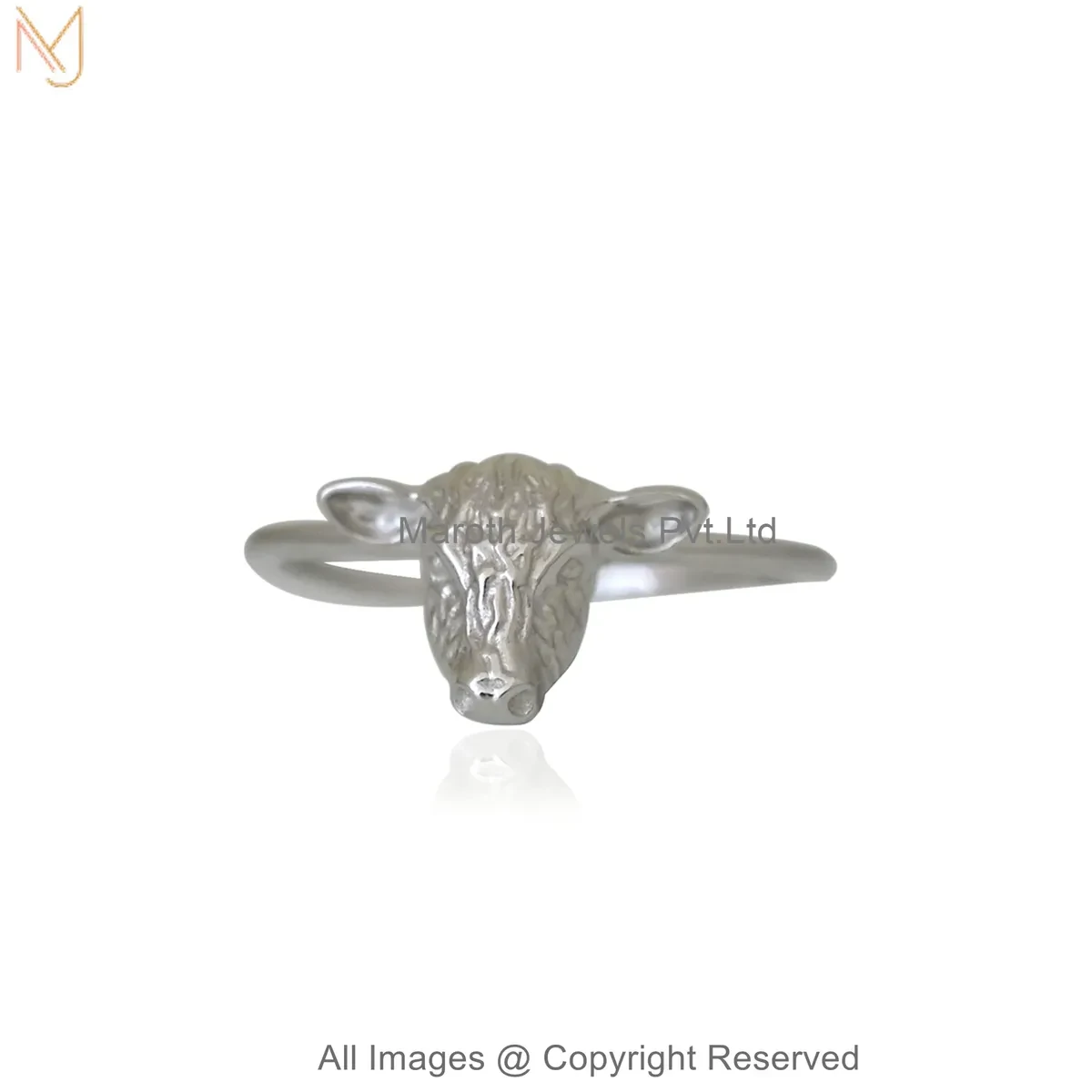 925 Silver Natural Silver Plated Minimalist Cow Head Ring Manufacturer