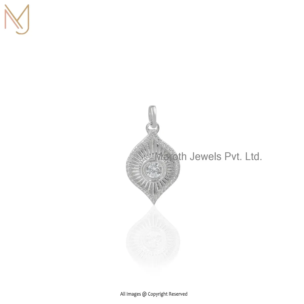 925 Sterling Silver Yellow Gold Plated Moissanite Evil Eye Pendant	Jewelry Supplier