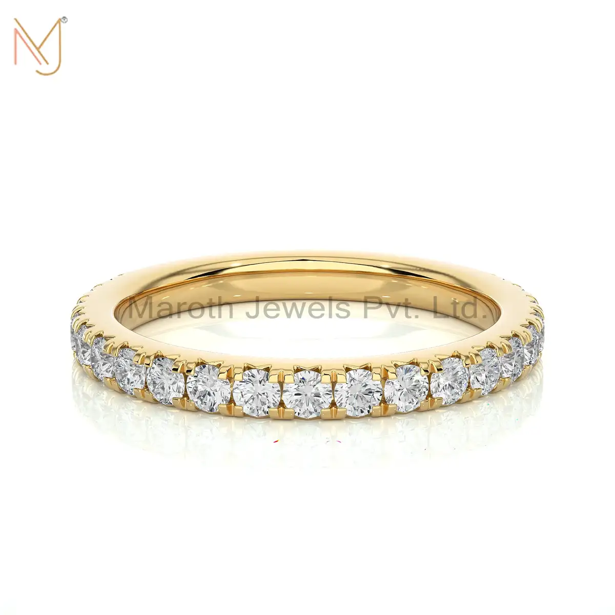 Wholesale 14K Yellow Gold Moissanite Diamond Round Ring