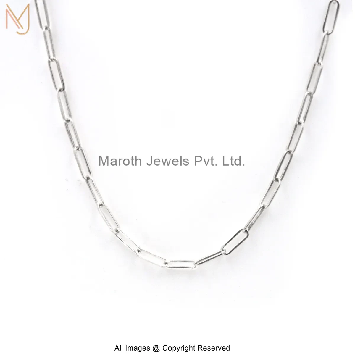 925 Silver Yellow Gold Plated 12 MM Chain Thikness Paperclip Chain Necklace Custom Jewelry