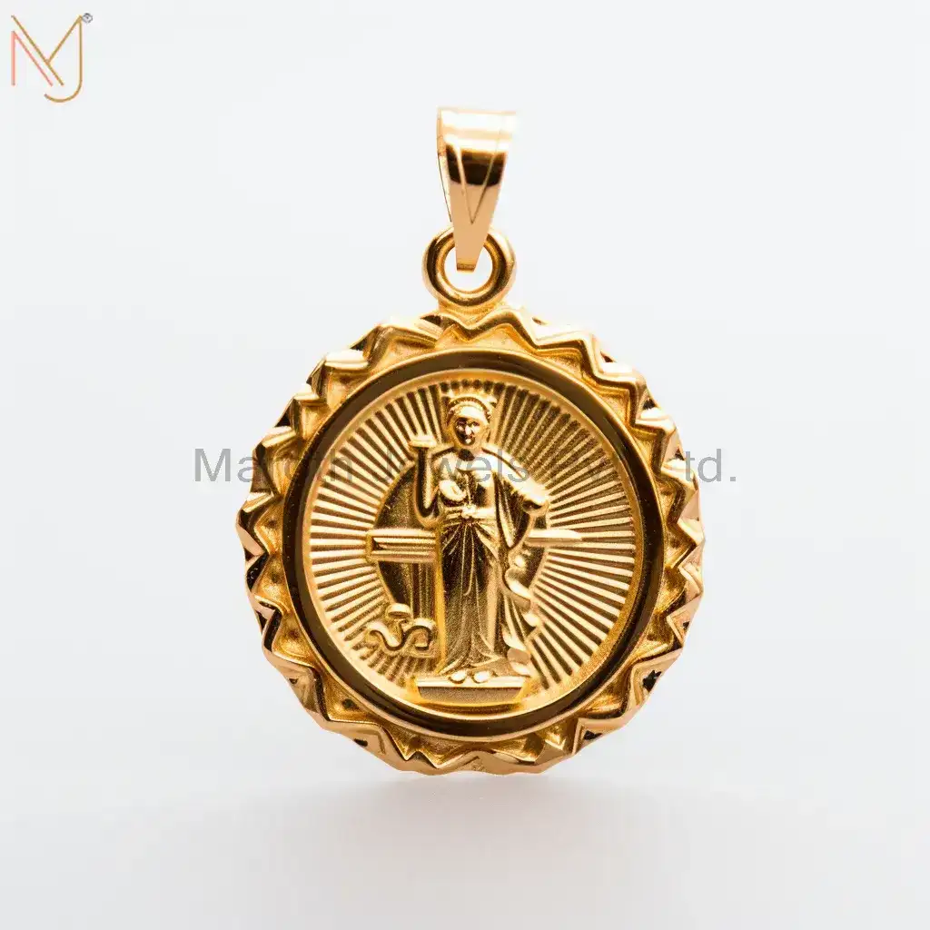 925 Sterling Silver Yellow Gold Plated Christian Spiritual Charm Pendant Jewelry Supplier