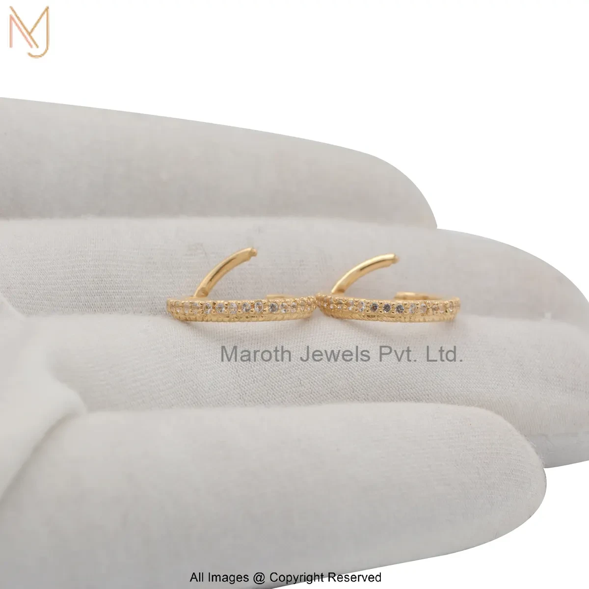 14K Yellow Gold Diamond Cubic Zircon Gemstone Hoop Earring Manufacturer