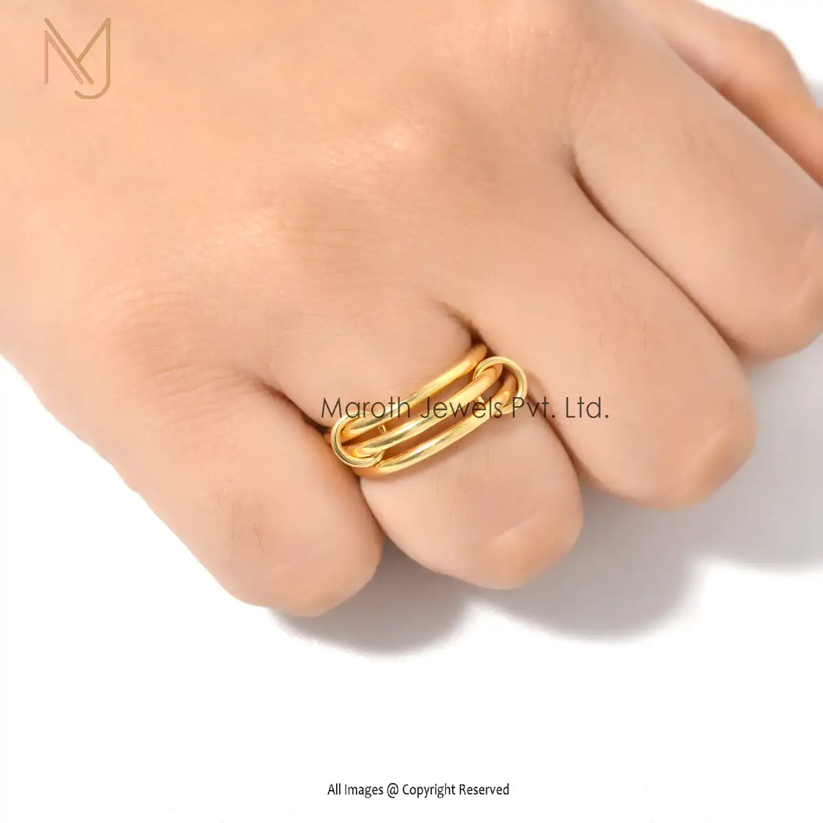 14K Gold Plain Connector Link Ring Manufacturer