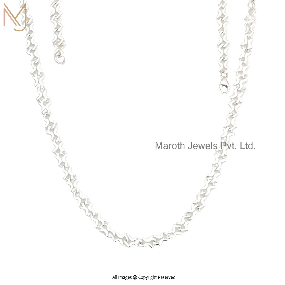 14K White Gold Lobster Clasp Chain Necklace Custom Jewelry
