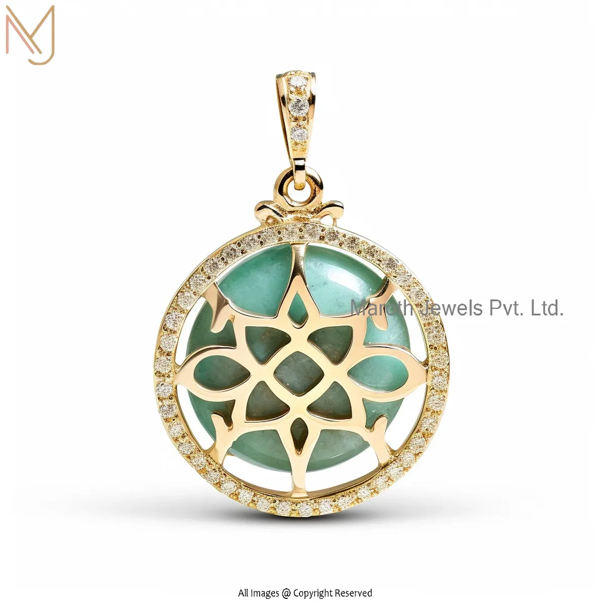 925 Silver Yellow Gold Plated Moissanite Beit Round Pendant Custom Jewelry