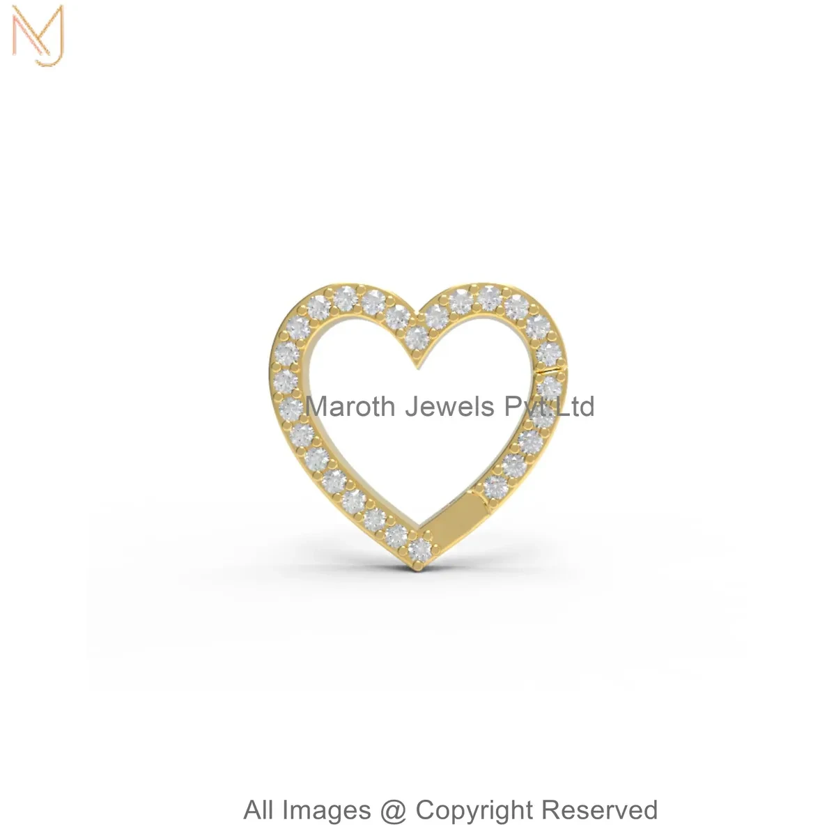 925 Silver Yellow Gold Plated Diamond Gemstone Heart Charm Holder Jewelry Manufacturer