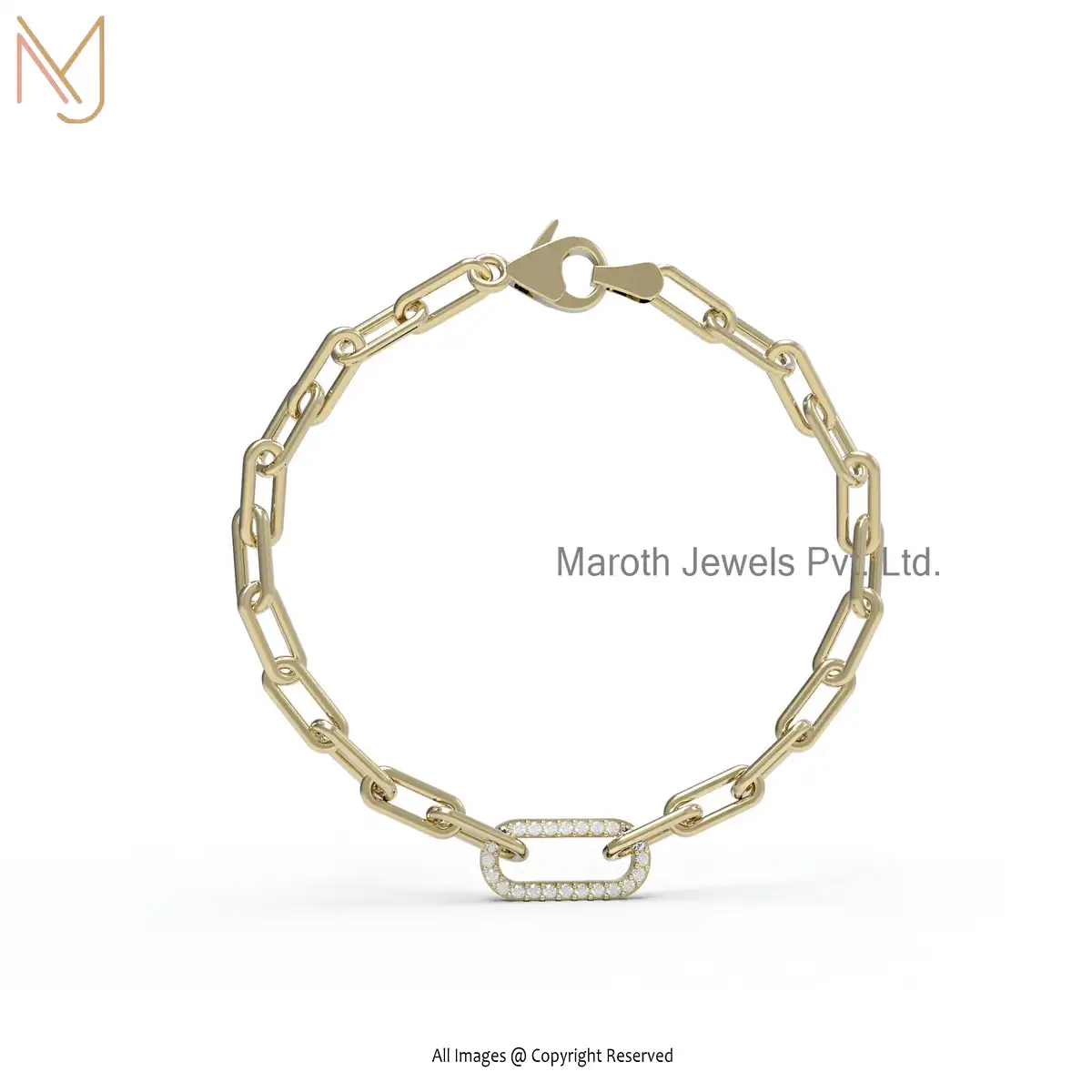 925 Silver Yellow Gold Plated Pave Diamond Bracelet Jewelry Supplier