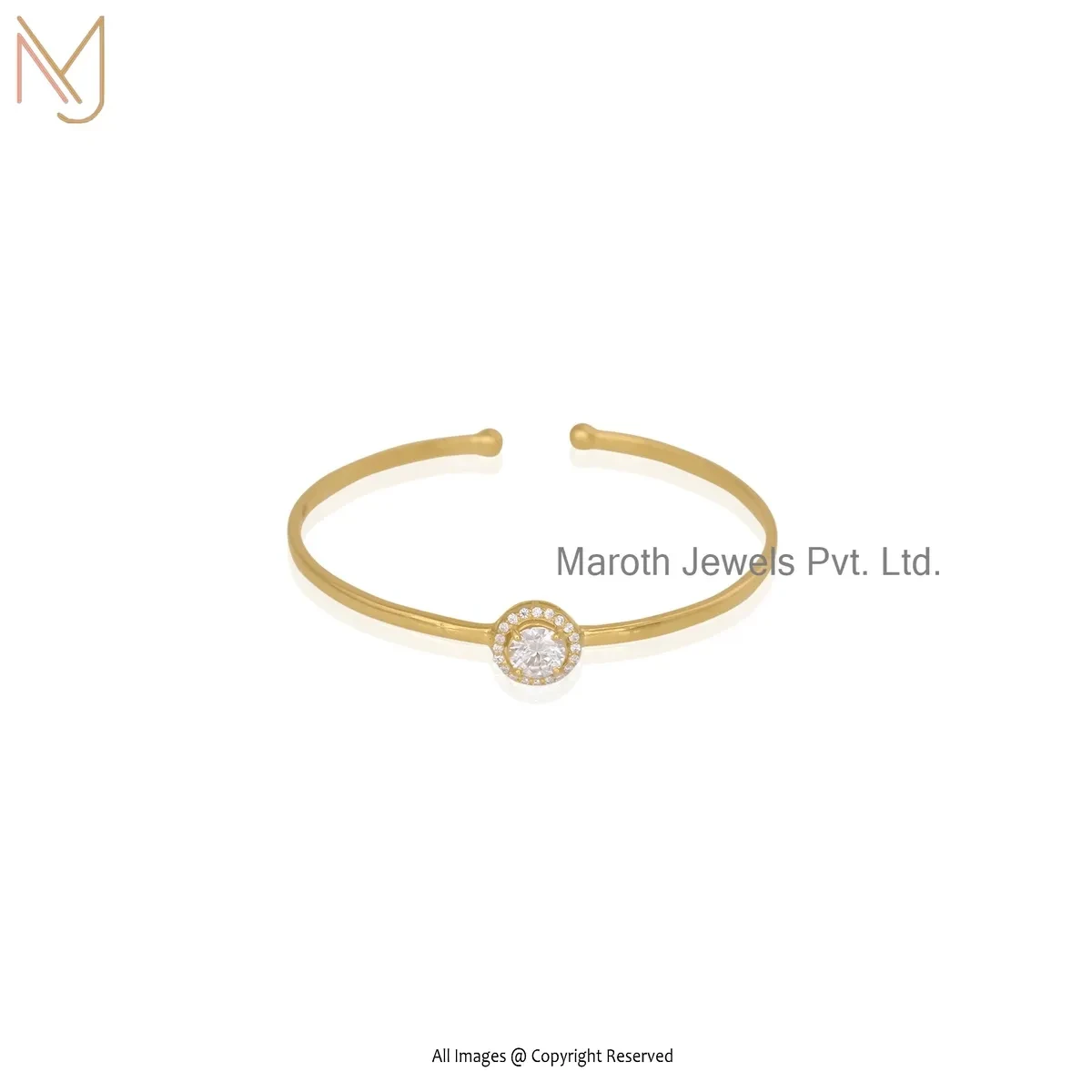 925 Silver White Gold Plated Diamond & Moissanite Solitaire Bangle Jewelry Supplier