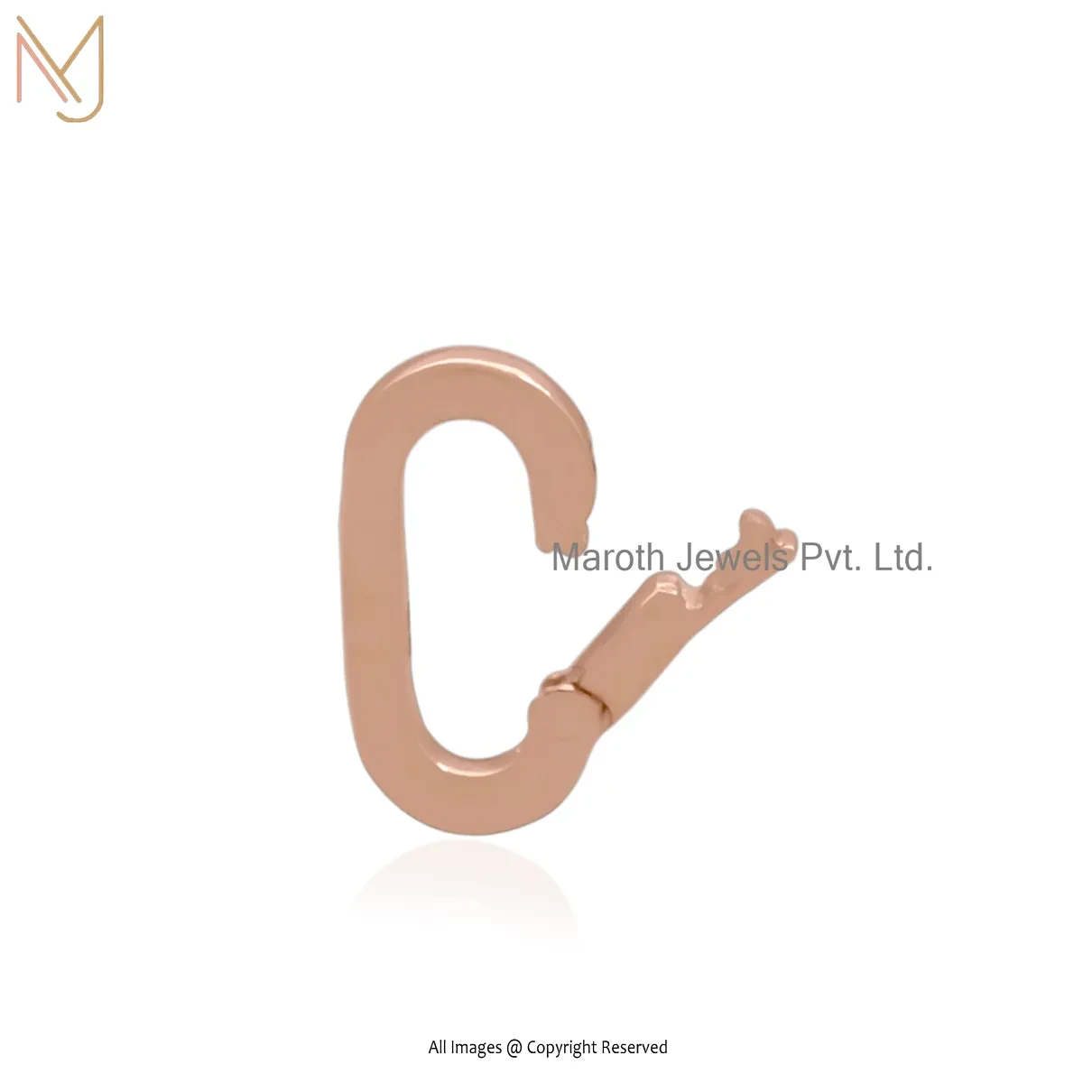 925 Silver Rose Gold Plated Oval Charm Enhancer Lock Charm Holder Jewelry Manufacturer