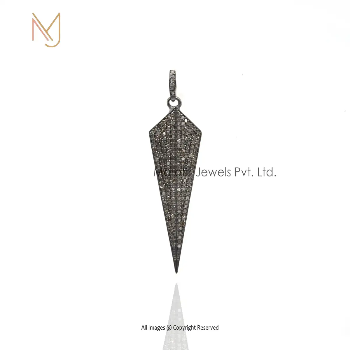 925 Silver Black Rhodium Plated Pave Diamond Charms Pendant Jewelry Manufacturer