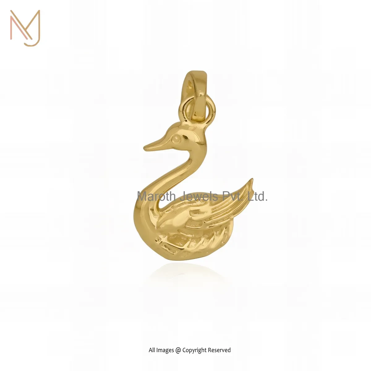 14K Yellow Gold Duck Charm Pendant Manufacturer