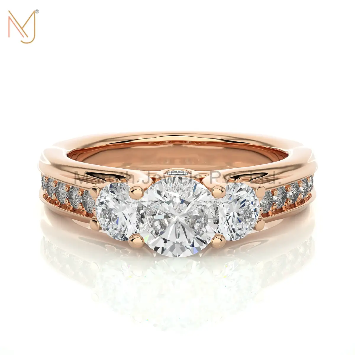 14K Yellow Gold Moissanite Diamond Round Cut Lab Ring Jewelry
