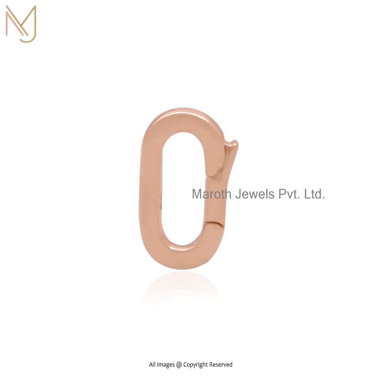9K Rose Gold Oval Charm Enhancer Lock Charm Holder Jewelry Manufacturer