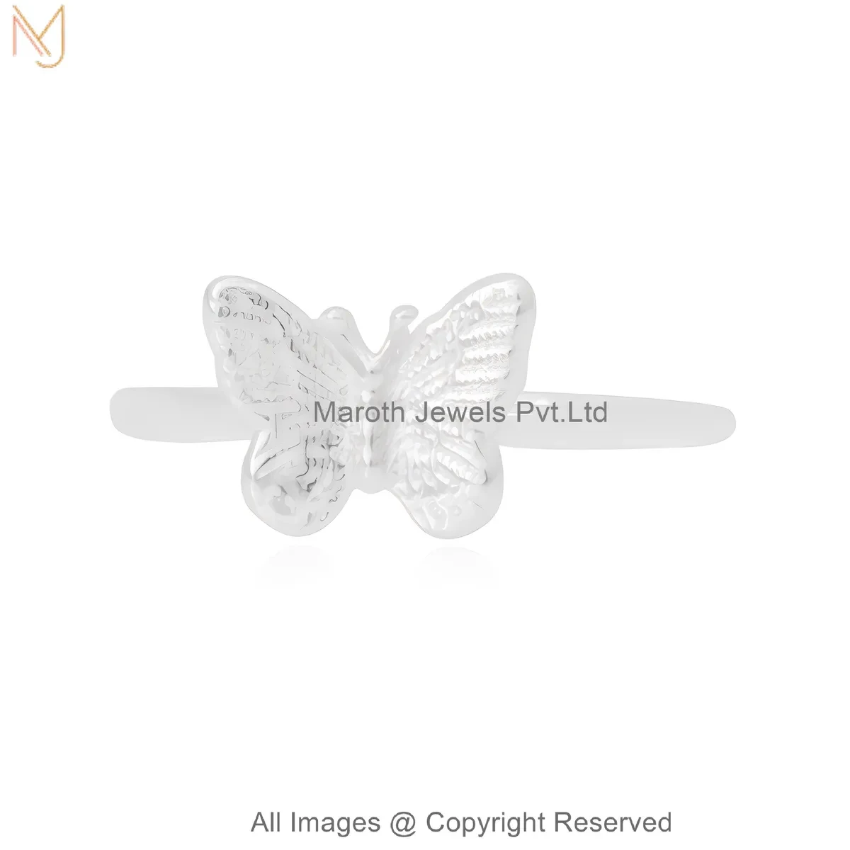 14K White Gold Minimal Butterfly Ring Custom Jewelry