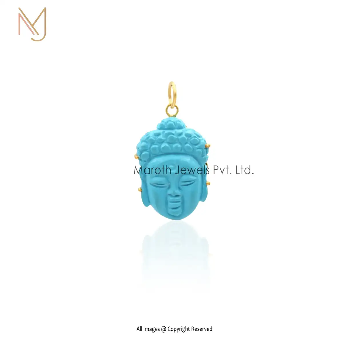 14K Yellow Gold Turquoise People Pendants Jewelry Manufacturer