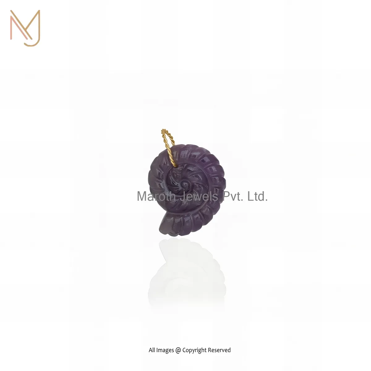 925 Silver Yellow Gold Plated Amethyst Gemstone Designer Shell Pendant Jewelry Supplier