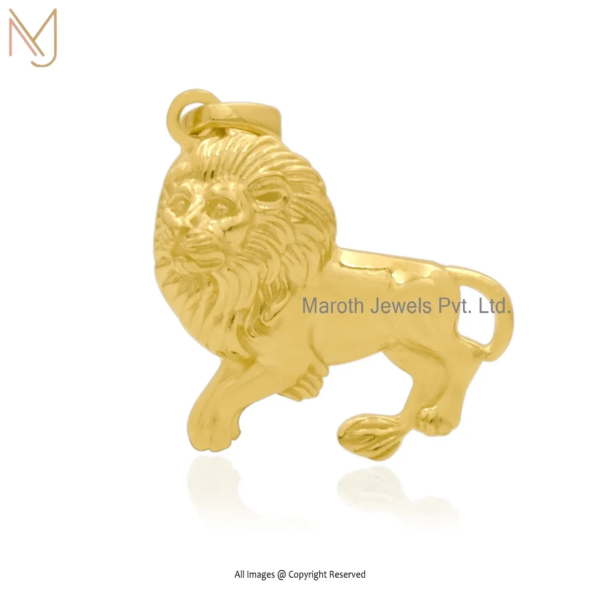 14K Yellow Gold Lion Charm Pendant Manufacturer