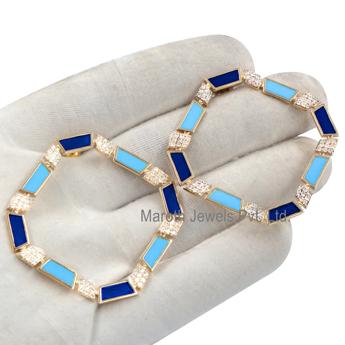 14K Yellow Gold Cubic Zircon Multi Enamel Drop Earring Jewelry Supplier