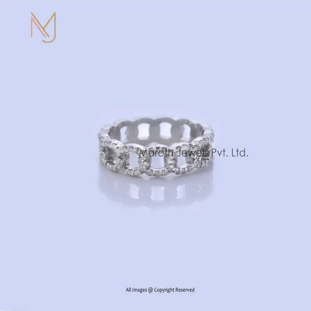 925 Silver White Gold Plated Diamond Curb Ring Jewelry Manufacturer