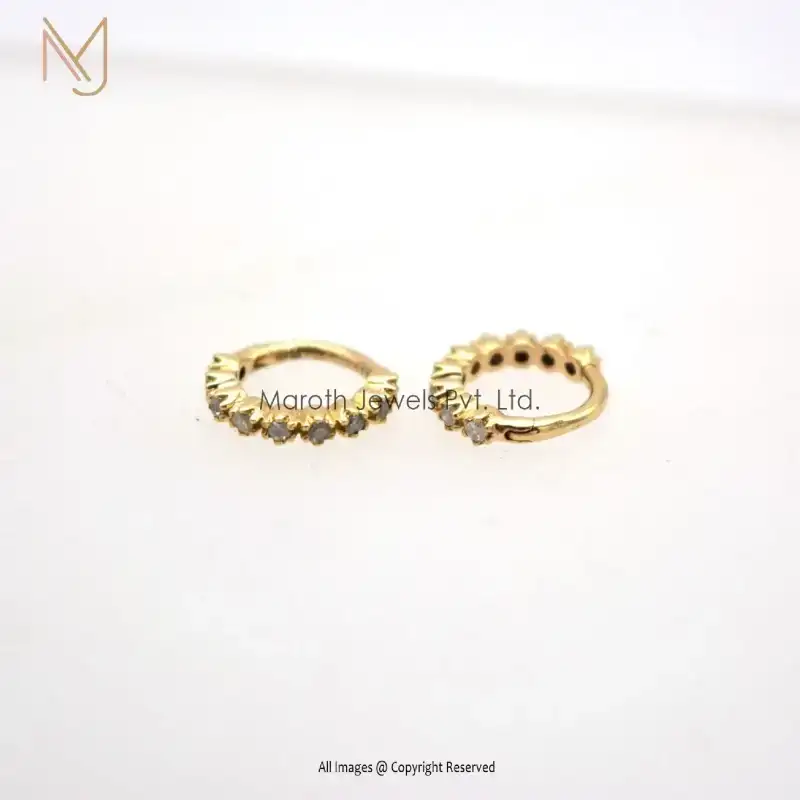 Wholesale 925 Silver Yellow Gold Pave Diamond Huggies Earrings Woman's Jewelry