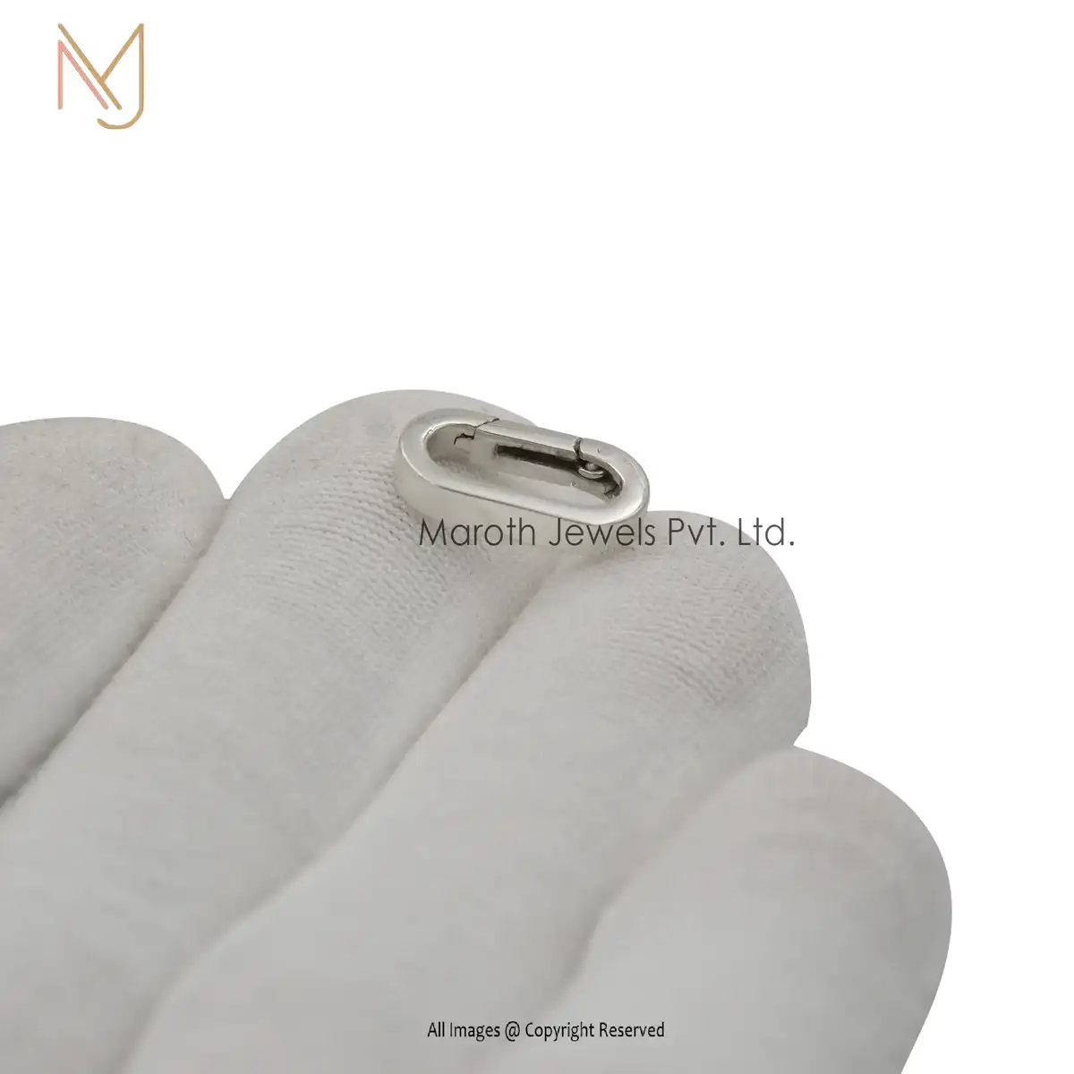 925 Silver White Gold Plated Oval Charms Holder Jewelry Manufacturer
