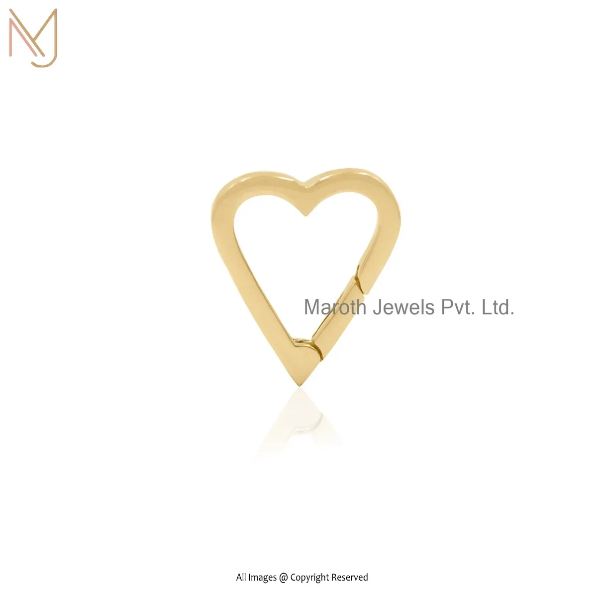 925 Silver Yellow Gold Plated Heart Charm Lock Custom Jewelry