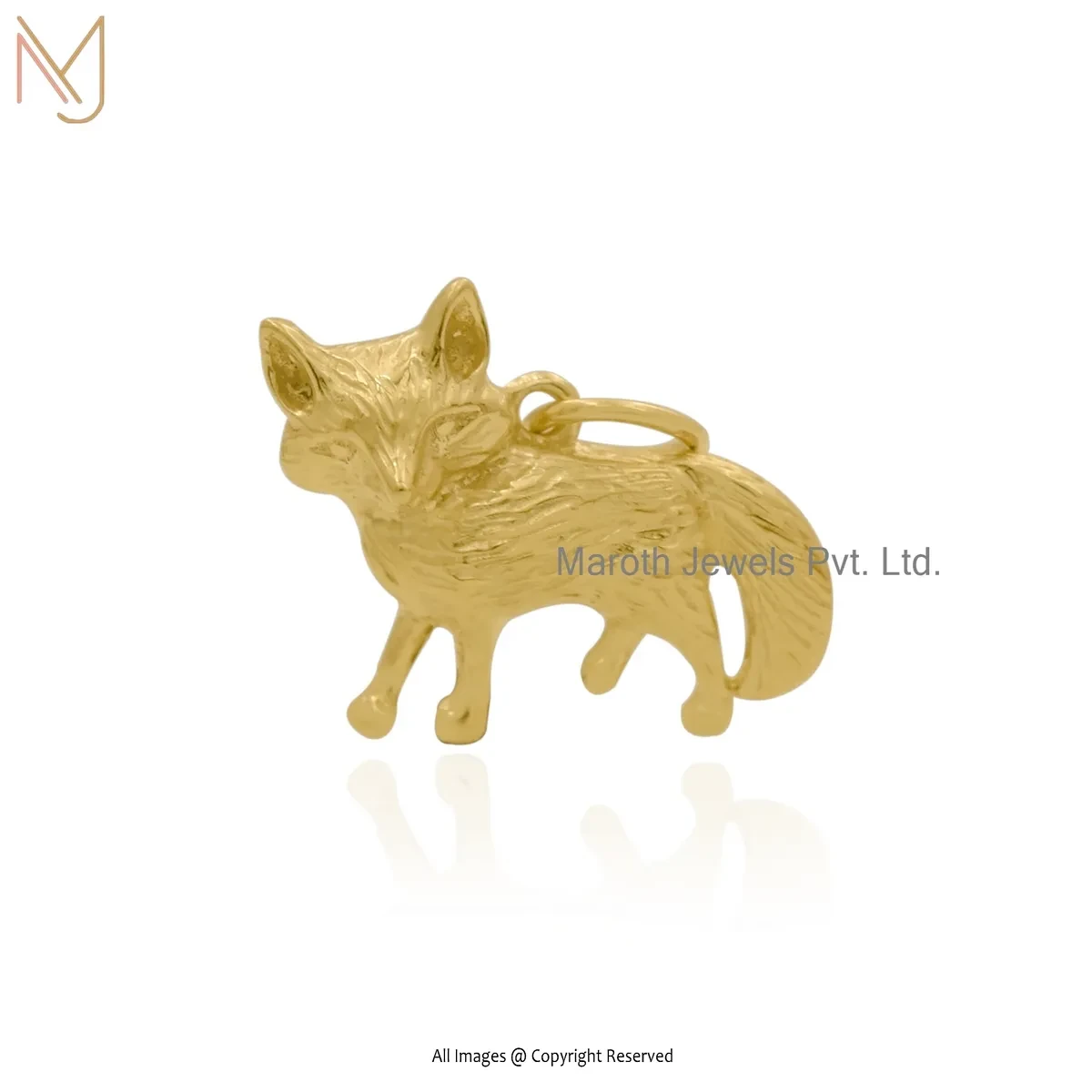 925 Silver Yellow Gold Plated Fox Pendant Custom Jewelry