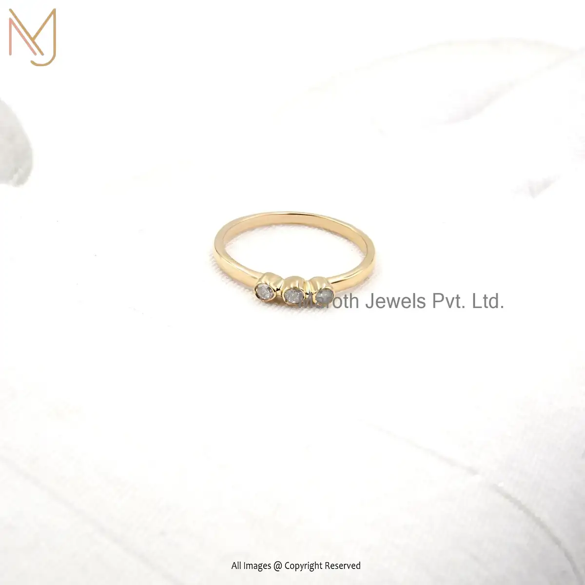 925 Silver Yellow Gold Plated Pave Diamond Ring Manufacturer