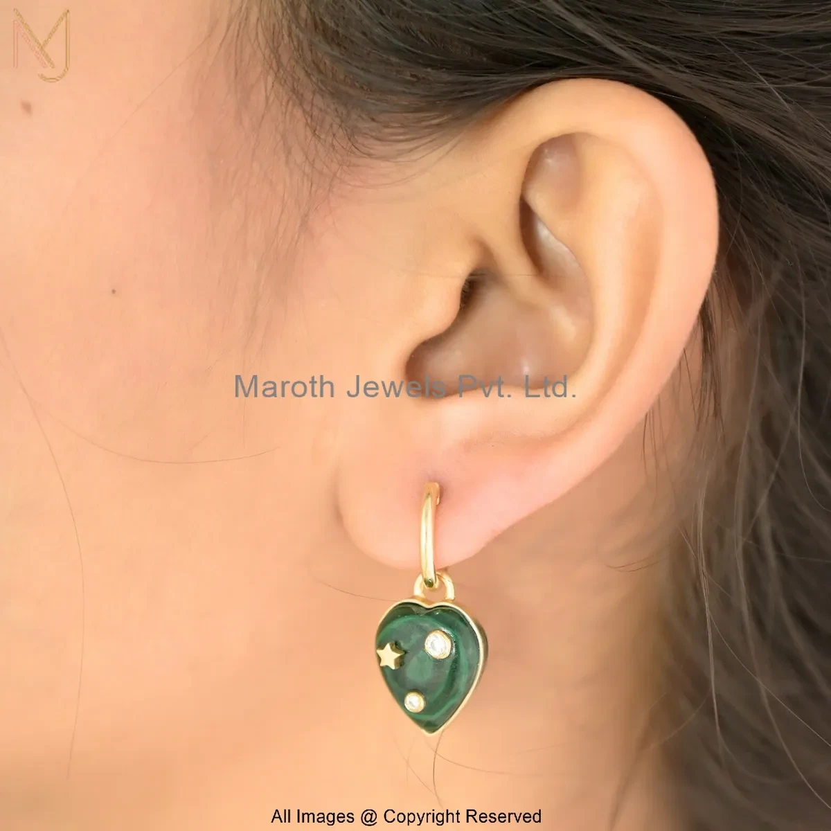 925 Silver Natural Silver Plated Cubic Zircon Gemstone Heart Hoop Huggies Earring Custom Jewelry