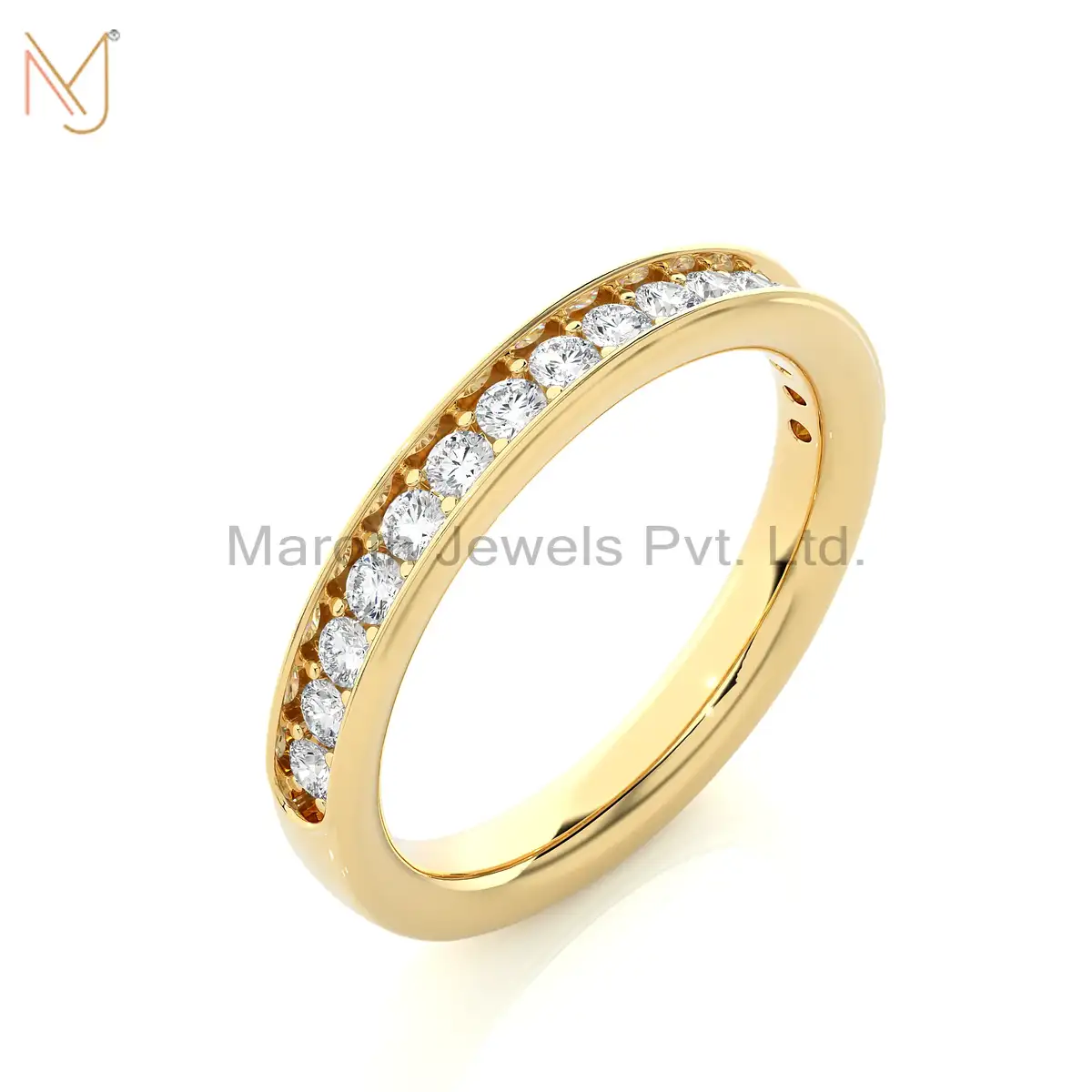 925 Silver Yellow Gold Moissanite Diamond Round Ring Manufacturer