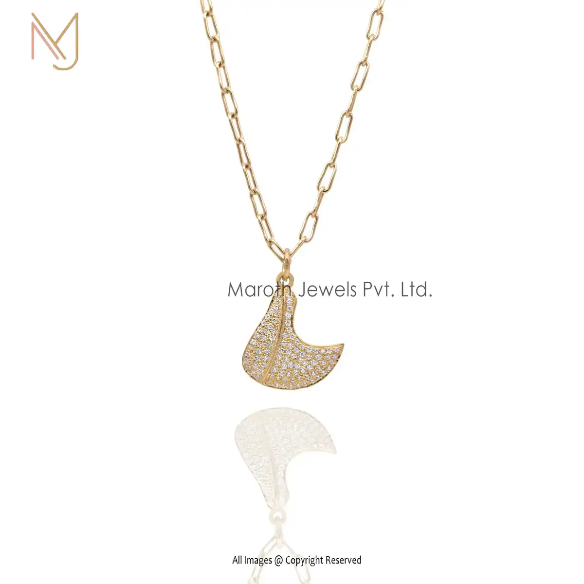 Wholesale 14K Yellow Gold Cubic Zircon Cane Hook Pendant Jewelry