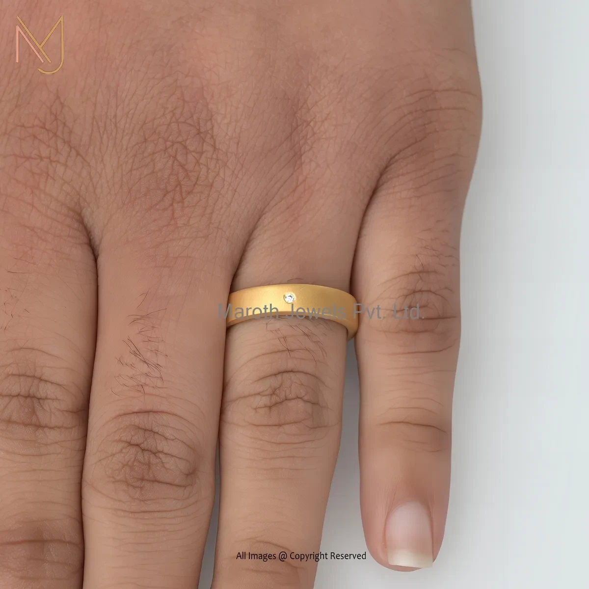Wholesale 925 Silver Yellow Gold Plated Diamond & Moissanite Band Ring