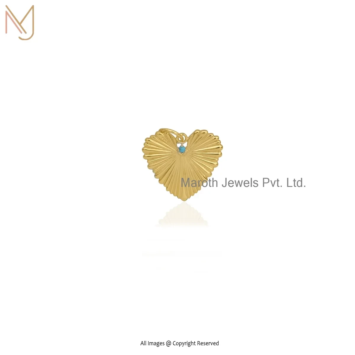 925 Silver Natural Silver Plated Cubic Zircon Fluted Heart Pendant Jewelry Supplier