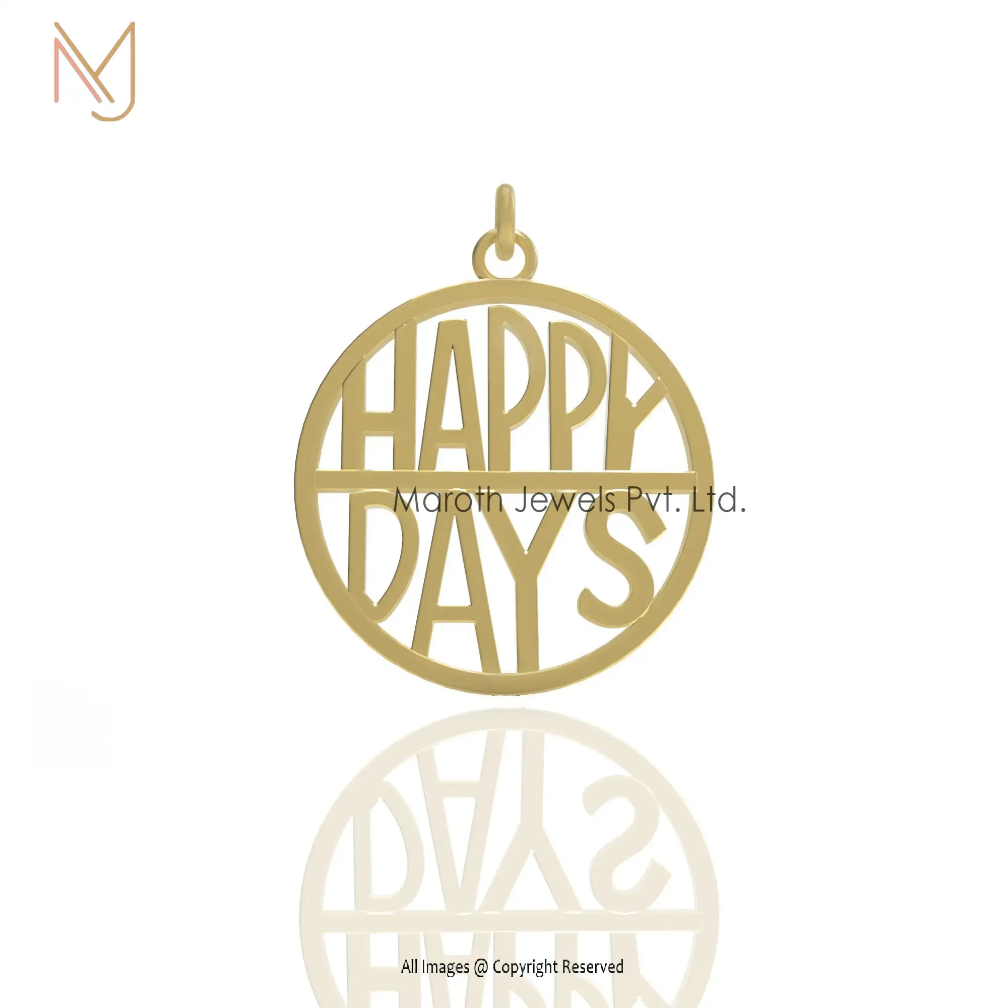 925 Silver Yellow Gold Plated Letter Happy Days Monogram Pendant Jewelry Manufacturer