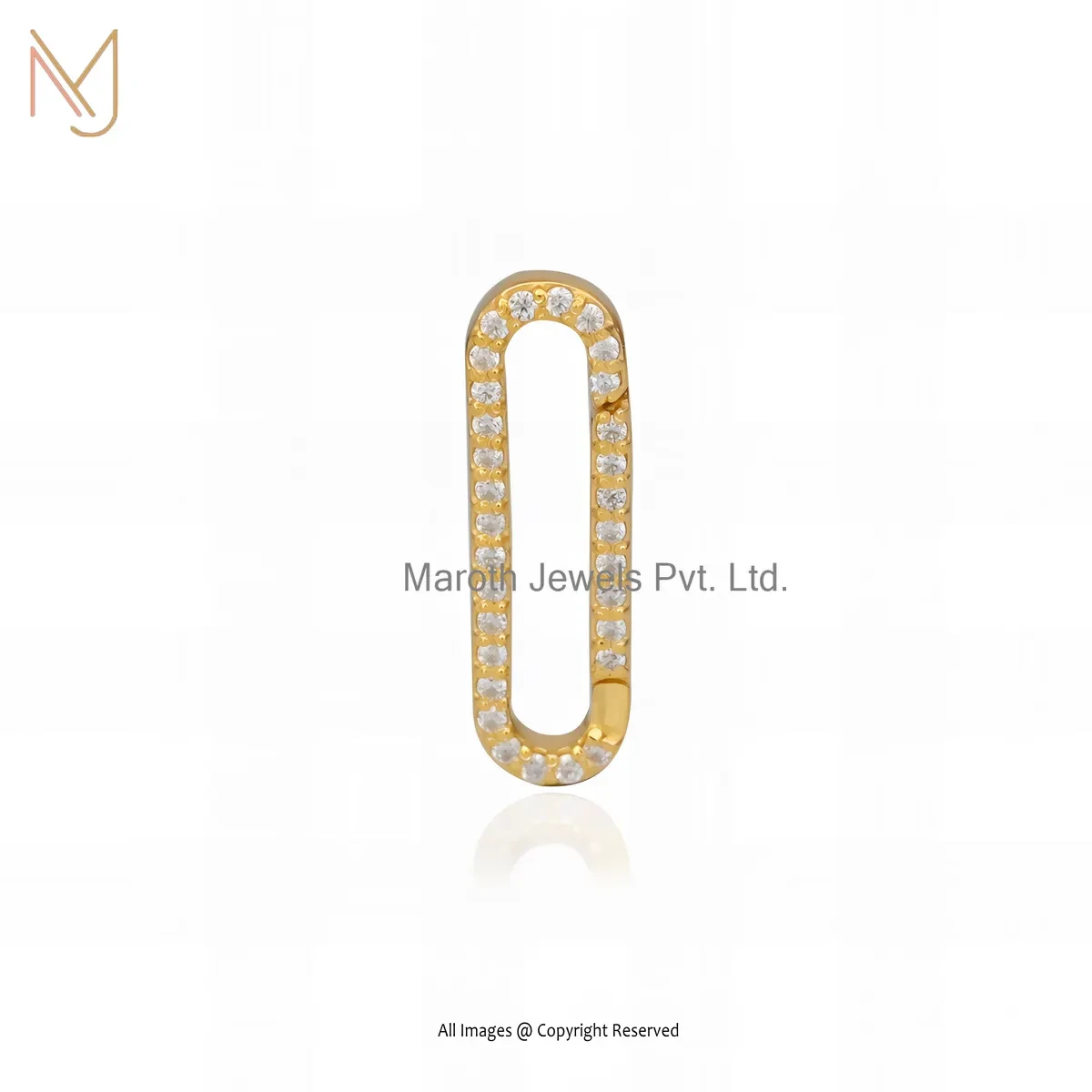 14K Yellow Gold Diamond Oval Enhancer Charm Holder Custom Jewelry