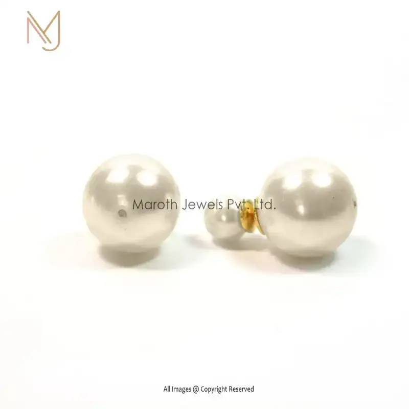 14k Yellow Gold Pearl Stud Earring Jewelry Manufacturer